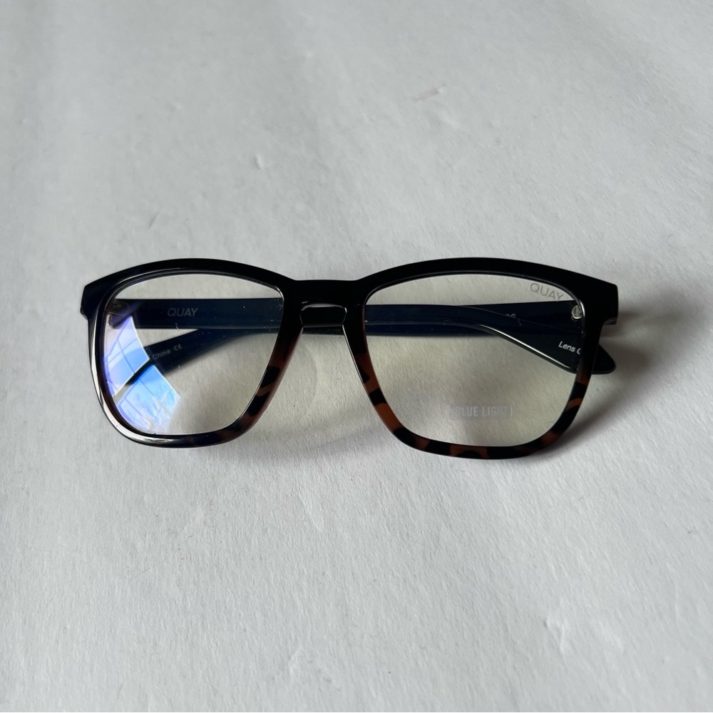 QUAY HARDWIRE 126 BLUELIGHT READING GLASSES NO MAGNIFICATION TORTOISE BLACK NWOT